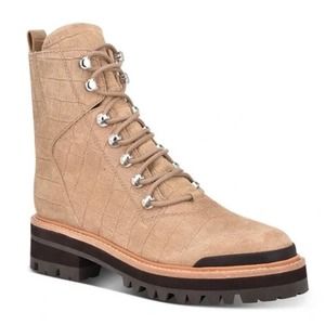 NEW MARC FISHER LTD Izzie 2 Combat Boot in Natural Suede